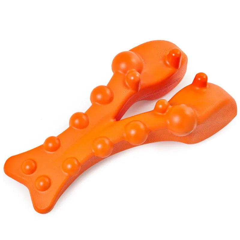 Almohada masajeadora cervical naranja sobre fondo blanco