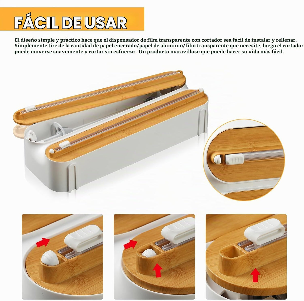 Dispensador Magnético 3 en 1 para Film, Aluminio y Papel Absorbente